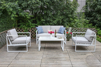 SET DE SOFA 1+1+2+ MESA DE CENTRO  BLANCO (FORRO BEIGE)
