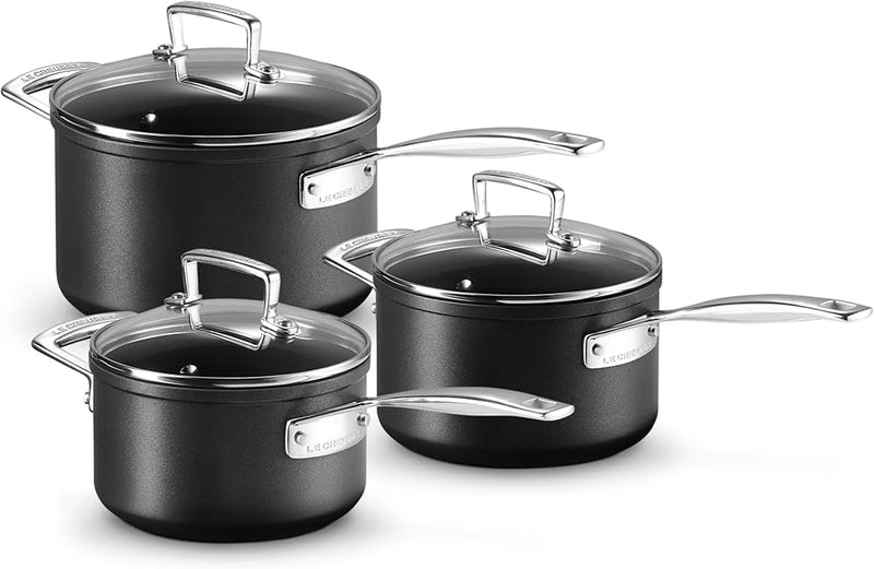 SET DE 3 CASEROLAS CON TAPA DE CRISTAL-NEGRO