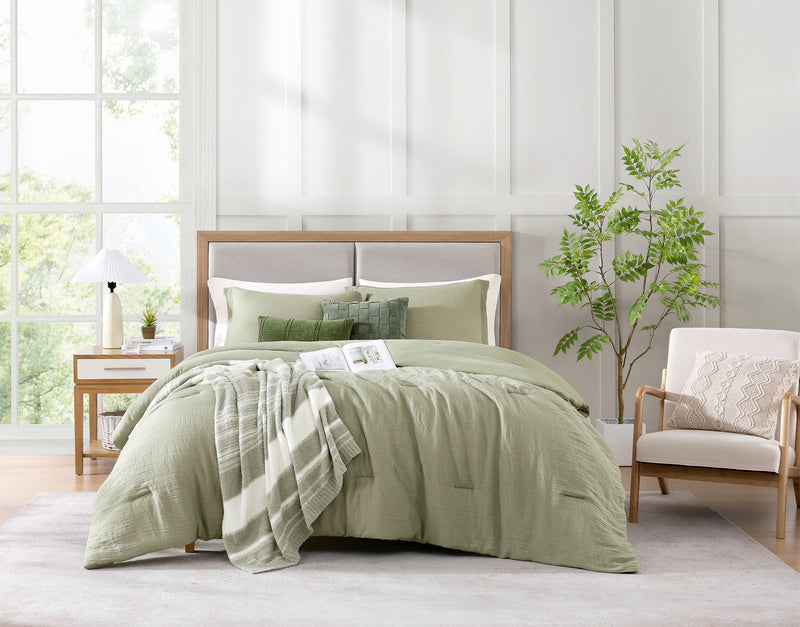 JUEGO DE COMFORTER FULL QUEEN - 3 PIEZAS VERDE
