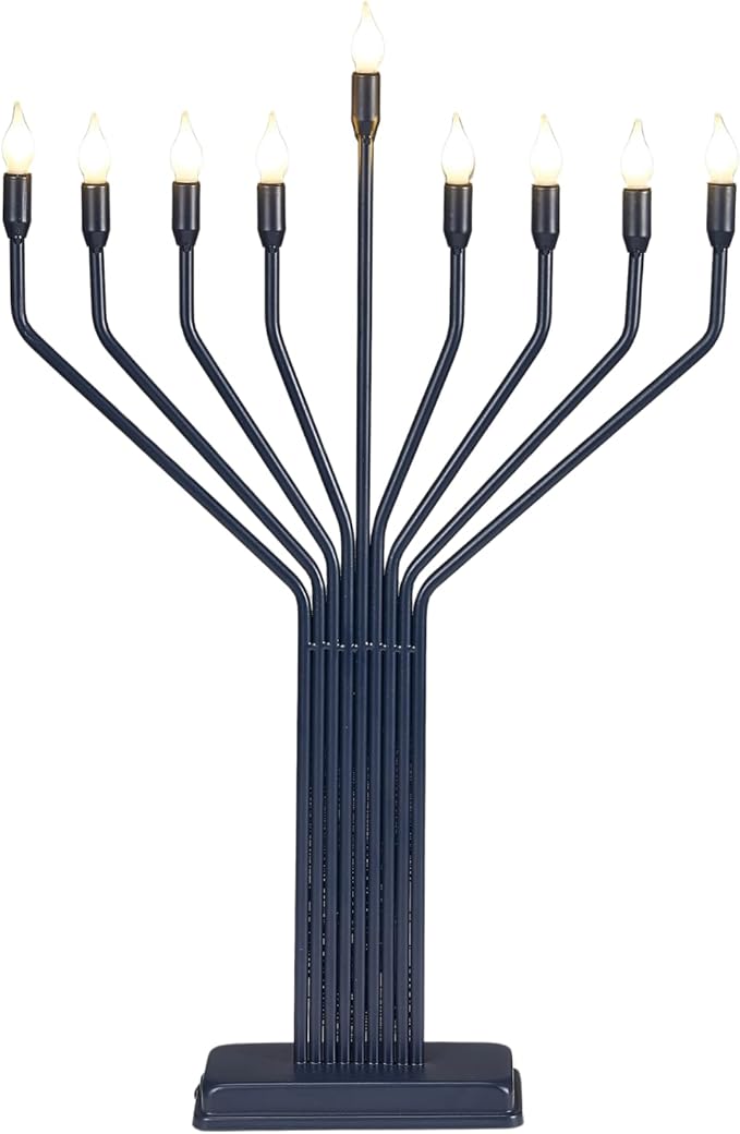 MENORA ELECTRICA KNESSET DE METAL 24"H (NAVY)