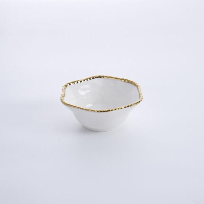 BOWL MEDIANO 6 × 6 × 2.75 - BLANCO/DORADO