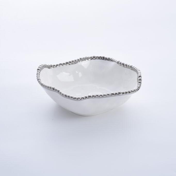 BOWL PEQUEÑO DE ENSALADA 10 × 3 - BLANCO/PLATA