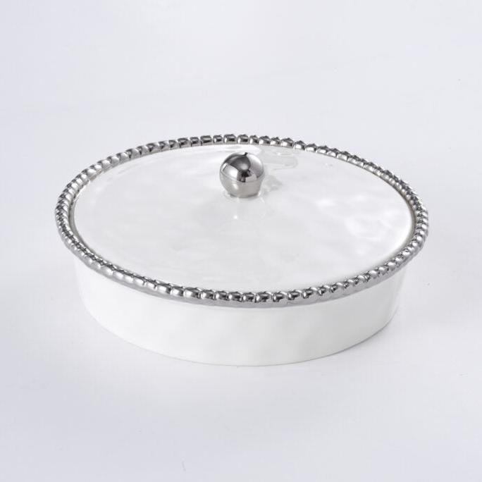 BOWL REDONDO CON TAPA - BLANCO/PLATA