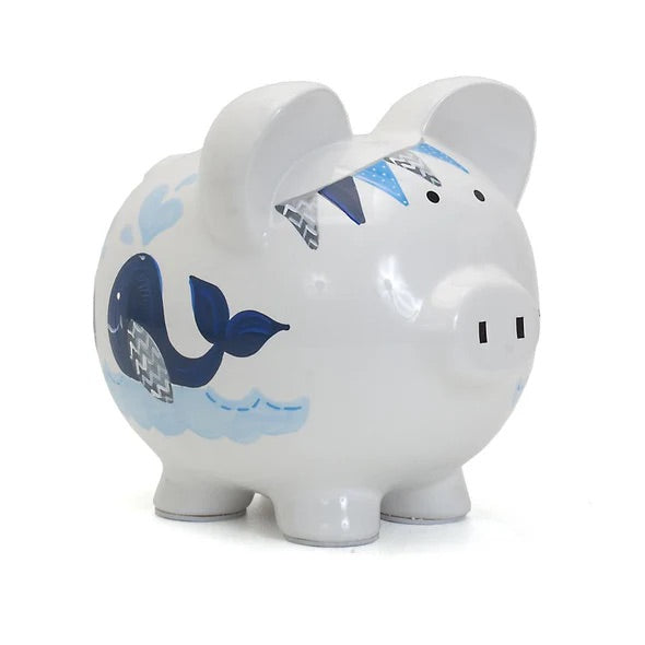 CHILD TO CHERISH ALCANCIA DE CERAMICA-BLUE DOUBLE WHALE PIG