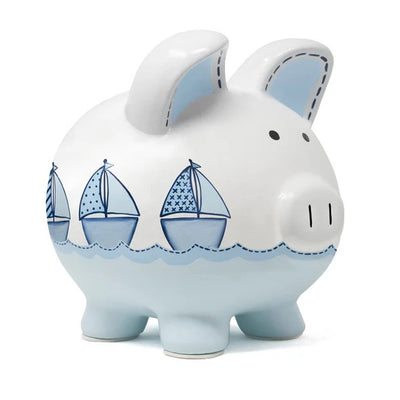 CHILD TO CHERISH ALCANCIA DE CERAMICA-TRIPLE SAILBOAT PIG