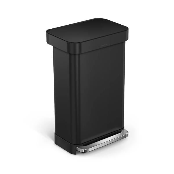 BASURERO RECTANGULAR DE 45 LITROS - NEGRO MATTE