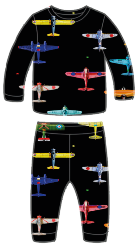 SET DE PIYAMA MANGA LARGA- AVIATOR TALLA 18/24