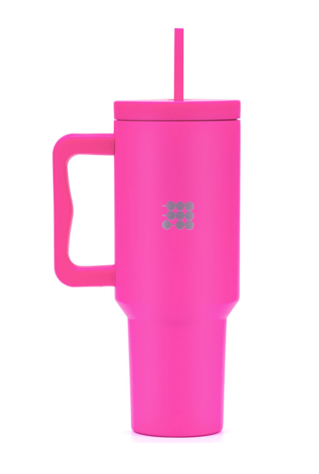 TUMBLER CON CARRIZO 40 OZ FUCSIA