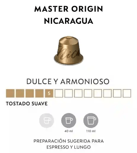 Café Master Origin Nicaragua x 10 Cápsulas Original Nespresso