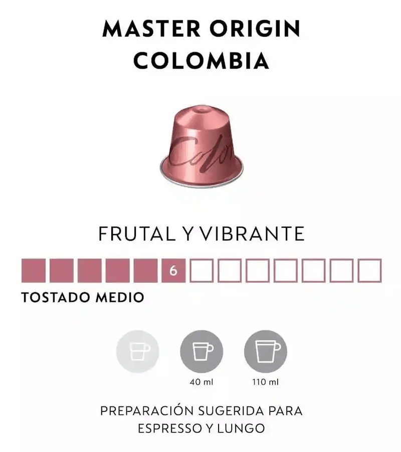 Café Master Origin Colombia x 10 Cápsulas Original Nespresso