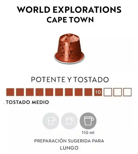 Café World Explorations Cape Town Lungo x 10 Cápsulas Original Nespresso