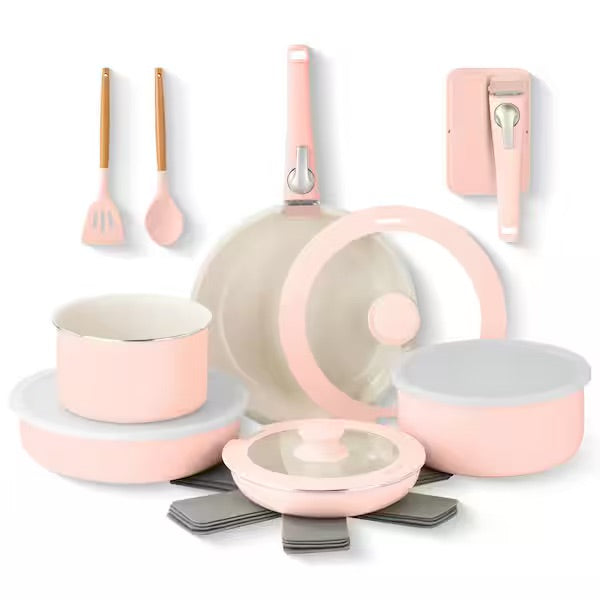 GOTHAM SET DE BATERIA DE COCINA 18 PC ROSA GOTHAM SET DE BATERIA DE COCINA 18 PC ROSA