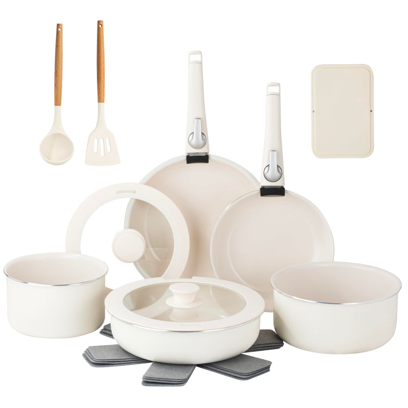 GOTHAM SET DE BATERIA DE COCINA 18 PC CREMA GOTHAM SET DE BATERIA DE COCINA 18 PC CREMA