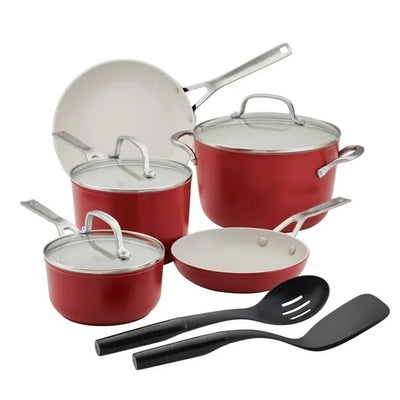 SET DE OLLAS Y SARTENES ANTIADHERENTES 10 PCS-RED