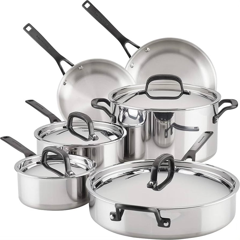 KITCHENAID STAINLESS STEEL 5-PLY CLAD 10 PIECE SET KITCHENAID STAINLESS STEEL 5-PLY CLAD 10 PIECE SET