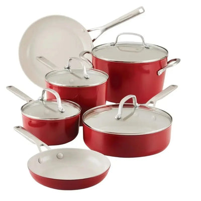 KITCHENAID SET DE OLLAS Y SARTENES ANTIADHERENTE ROJO 10 PC KITCHENAID SET DE OLLAS Y SARTENES ANTIADHERENTE ROJO 10 PC