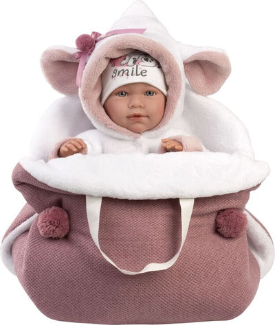 MUÑECA MIMI 40 CM LLORONA CON GORRO PERRITO SMILE (M)