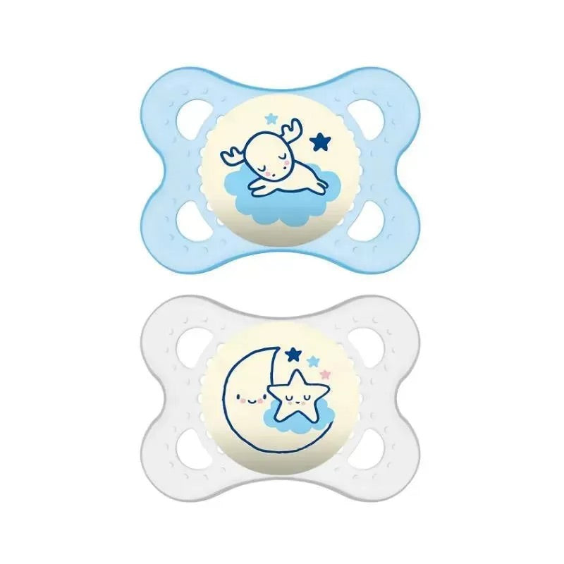 MAM NIGHT SET DE CHUPETES 0-6M-ARTIC BLUE/IVORY