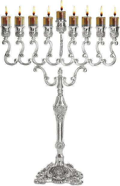 MENORAH DE ACEITE CHAPADA EN PLATA  17" MENORAH DE ACEITE CHAPADA EN PLATA  17"