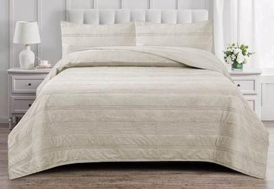 JUEGO DE CUBRECAMA FULL/ QUEEN 90x90X2x20x30/ BEIGE