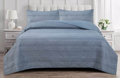 JUEGO DE CUBRECAMA FULL/ QUEEN 90x90X2x20x30/ AZUL CLARO