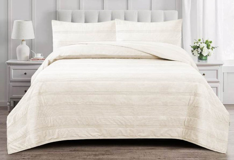 JUEGO DE CUBRECAMA TWIN 66x86X1x20x28/ CREMA