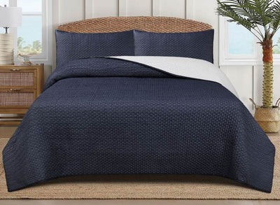 JUEGO DE CUBRECAMA FULL/ QUEEN 90x90X2x20x30/ AZUL MARINO