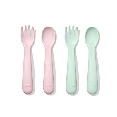 OXO TOT SET DE CUCHARA Y TENEDOR DE PLASTICO PARA BEBE OPAL AND BLOSSOM 4PCS