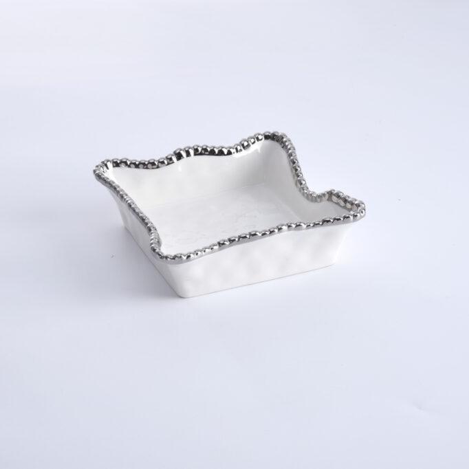 SERVILLETERO DE COCKTAIL 7 × 7 × 2 - BLANCO/PLATA