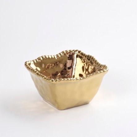 BOWL CUADRADO PARA APERITIVO/DORADO  4.75" x 4.75" x 2.75 BOWL CUADRADO PARA APERITIVO/DORADO  4.75" x 4.75" x 2.75