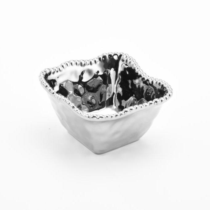 BOWL CUADRADO PARA APERITIVOS 4.75 × 4.75 × 2.75 - PLATA