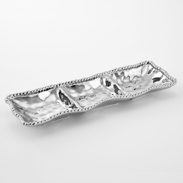 BANDEJA DE 3 SECCIONES 15 × 5.25 × 1.25 - PLATA