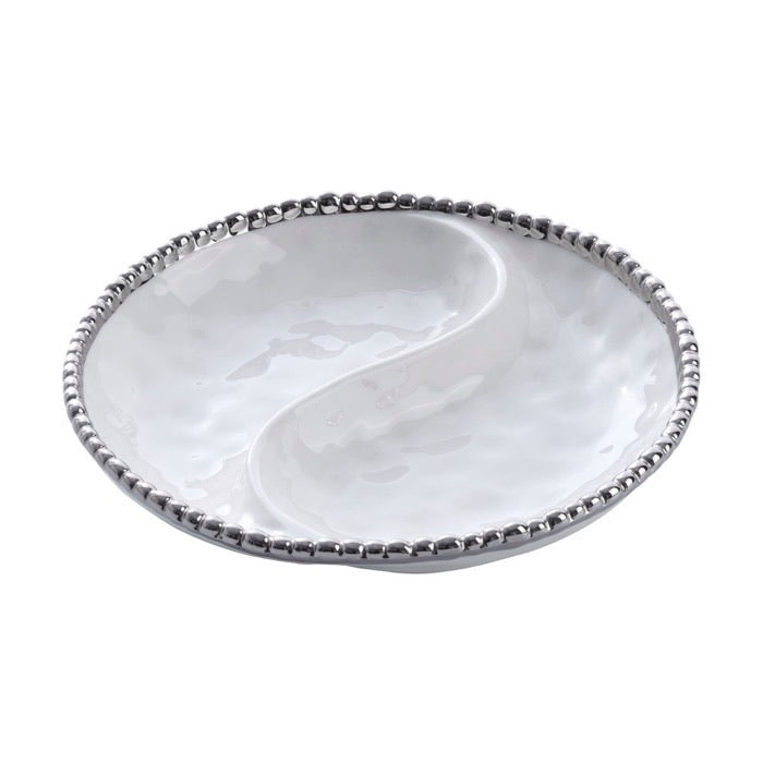 PLATO PEQUEÑO DE 2 SECCIONES 8.5 × 1.5-BLANCO/PLATA PLATO PEQUENO DE 2 SECCIONES 8.5 × 1.5-BLANCO/PLATA