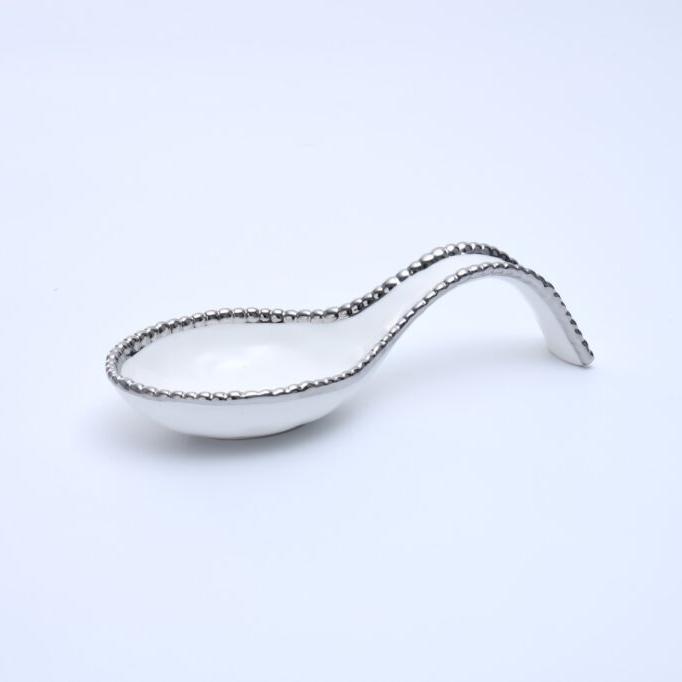 REPOSA CUCHARA 9.5 × 4-BLANCO/PLATA