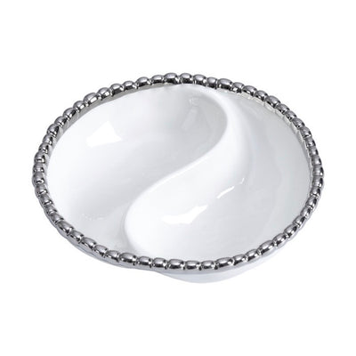 MINI PLATO DE 2 SECCIONES - BLANCO/PLATA MINI PLATO DE 2 SECCIONES - BLANCO/PLATA