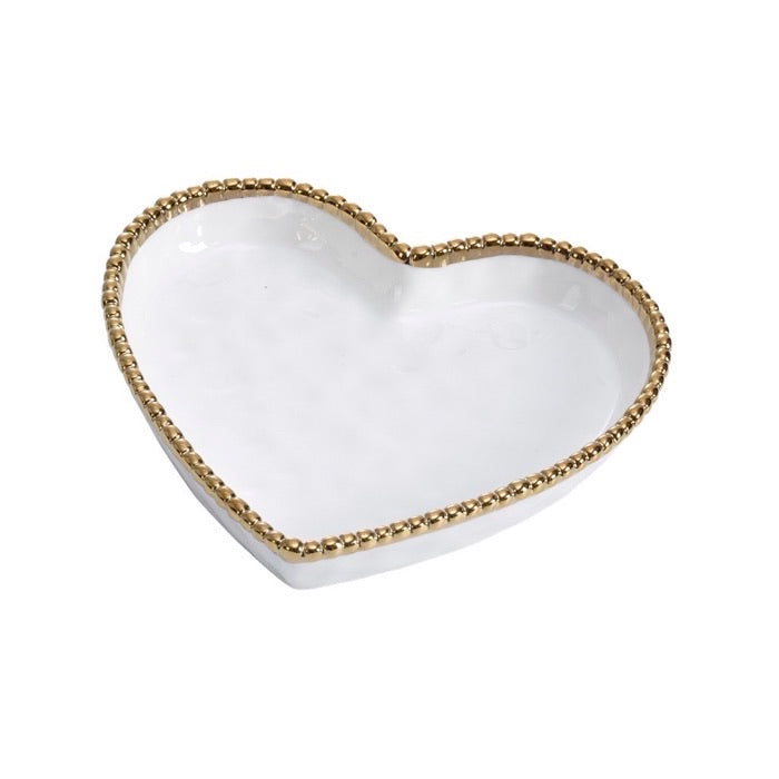 PLATO DE CORAZON 7 × 7 -BLANCO/DORADO PLATO DE CORAZON 7 × 7 -BLANCO/DORADO