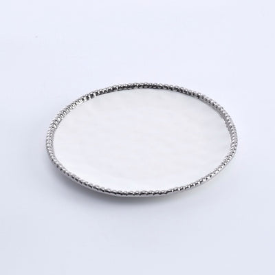 PLATO REDONDO PARA ENSALADA 8.5 × 8.5 × 1-BLANCO/PLATA PLATO REDONDO PARA ENSALADA 8.5 × 8.5 × 1-BLANCO/PLATA