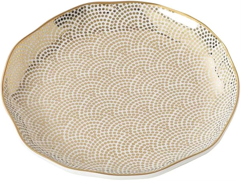 SENSU PLATO REDONDO PARA APRITIVOS Y ENSALADAS DORADO CON BLANCO