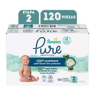 PAMPERS PURE ETAPA 2 -120 PAÑALES 5-8KG
