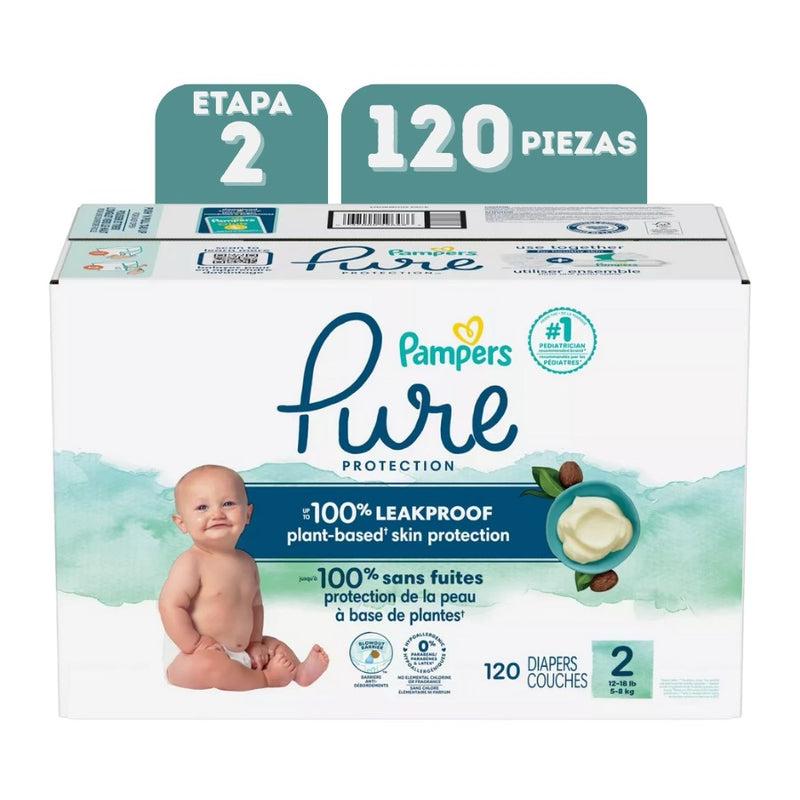 PAMPERS PURE ETAPA 2 -120 PAÑALES 5-8KG