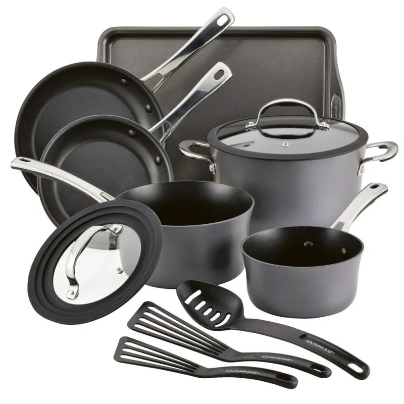 RACHAEL RAY COOK+CREATE SET DE OLLAS- SARTENES Y UTENSILIOS NEGRO 11 PC RACHAEL RAY COOK+CREATE SET DE OLLAS- SARTENES Y UTENSILIOS NEGRO 11 PC