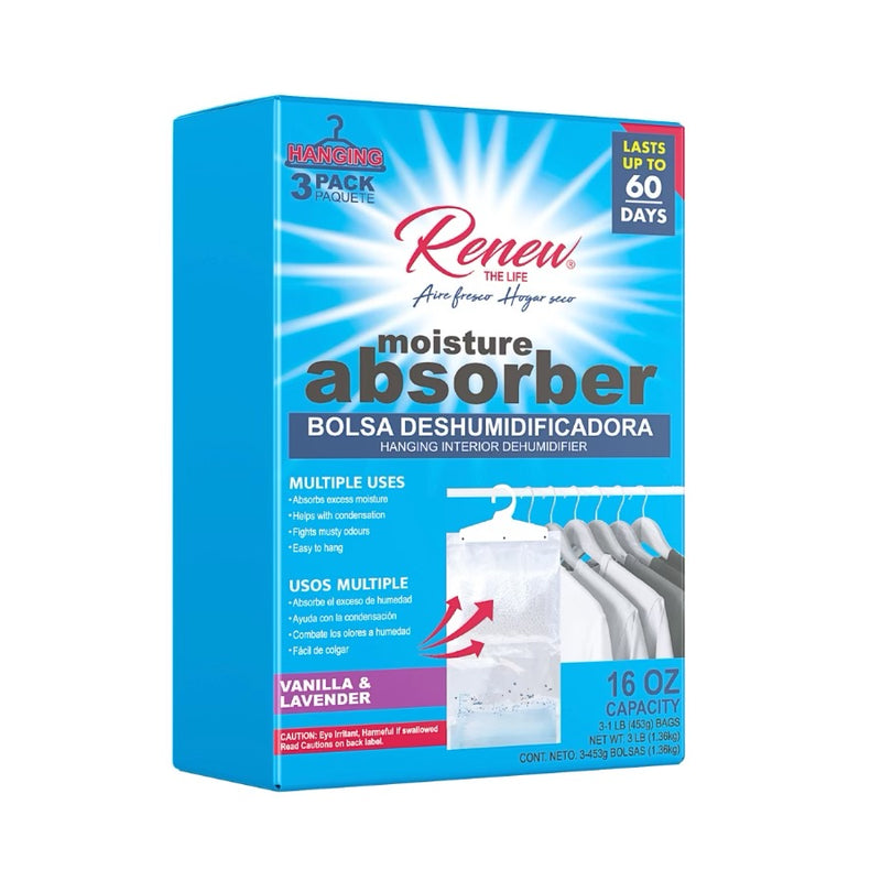 RENEW 3PK BOLSA ABSORBENTE DE HUMEDAD VAINILLA Y LAVANDA16oz