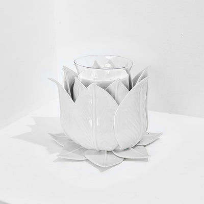 CANDELABRO FOGLIA BIANCO