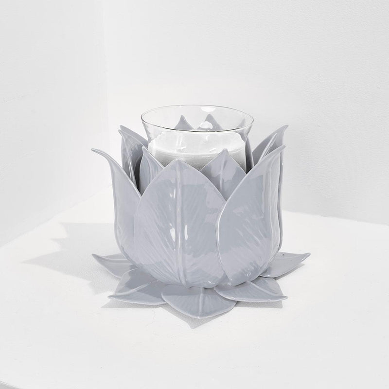 CANDELABRO FOGLIA GRIGIO PERLA