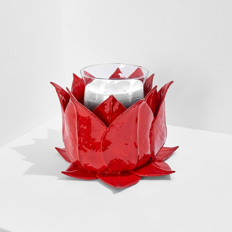CANDELABRO FOGLIA ROSSO