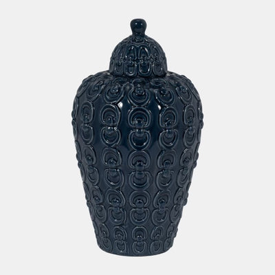 JARRÓN CON TAPA 12"-NAVY