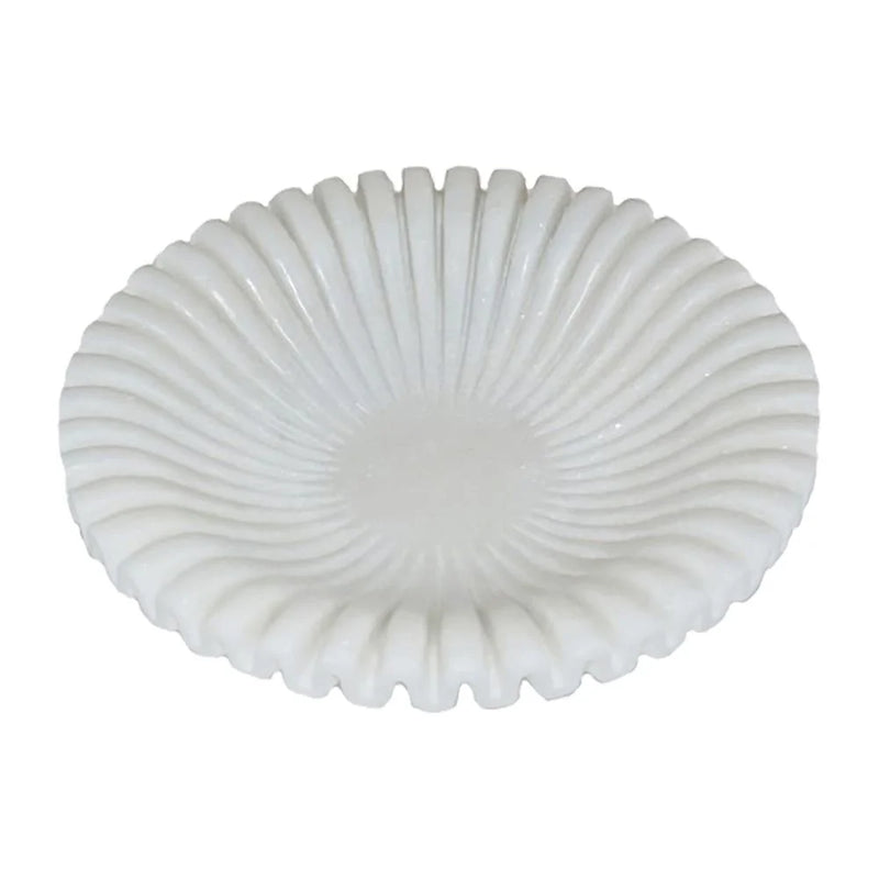 BOWL PLISADO DE MÁRMOL BLANCO 12"