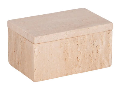 CAJA RECTANGULAR DE TRAVERTINE-GOLD KNOB TAN