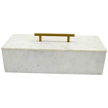 CAJA RECTANGULAR DE MARMOL CON ASAS 16X7"-WHITE/GO