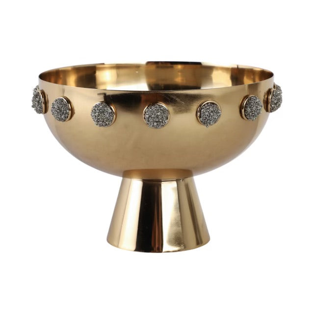 BOWL ADALYN-PYRITE STONE AND STEEL 10"